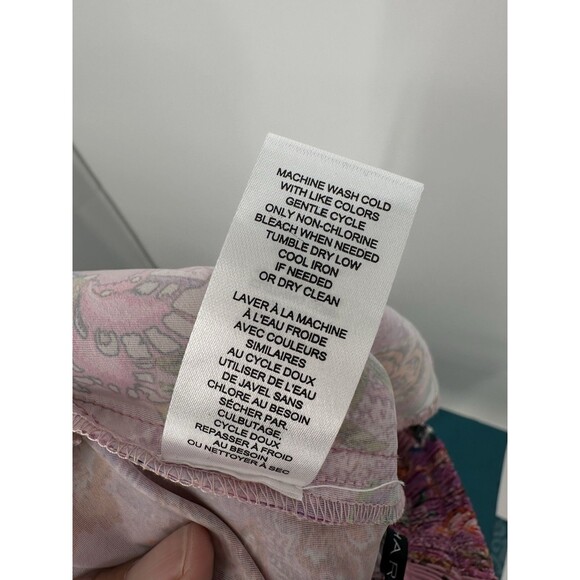 Tahari Navy Pink Floral Polyester Palazzo Pants Pull On Artsy - Size M - Picture 9 of 14